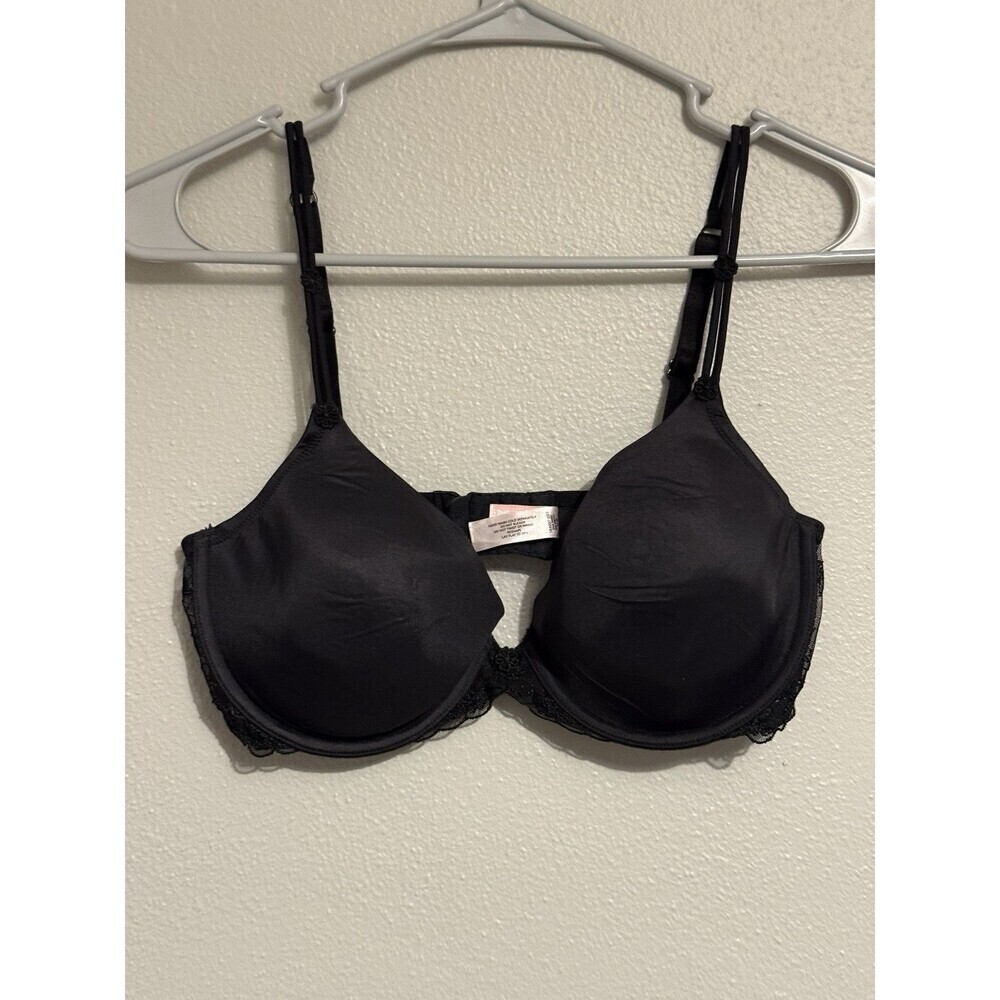 Victoria's Secret Dream Angels IPEX Demi Bra Women's Size 36D Black Lace Floral